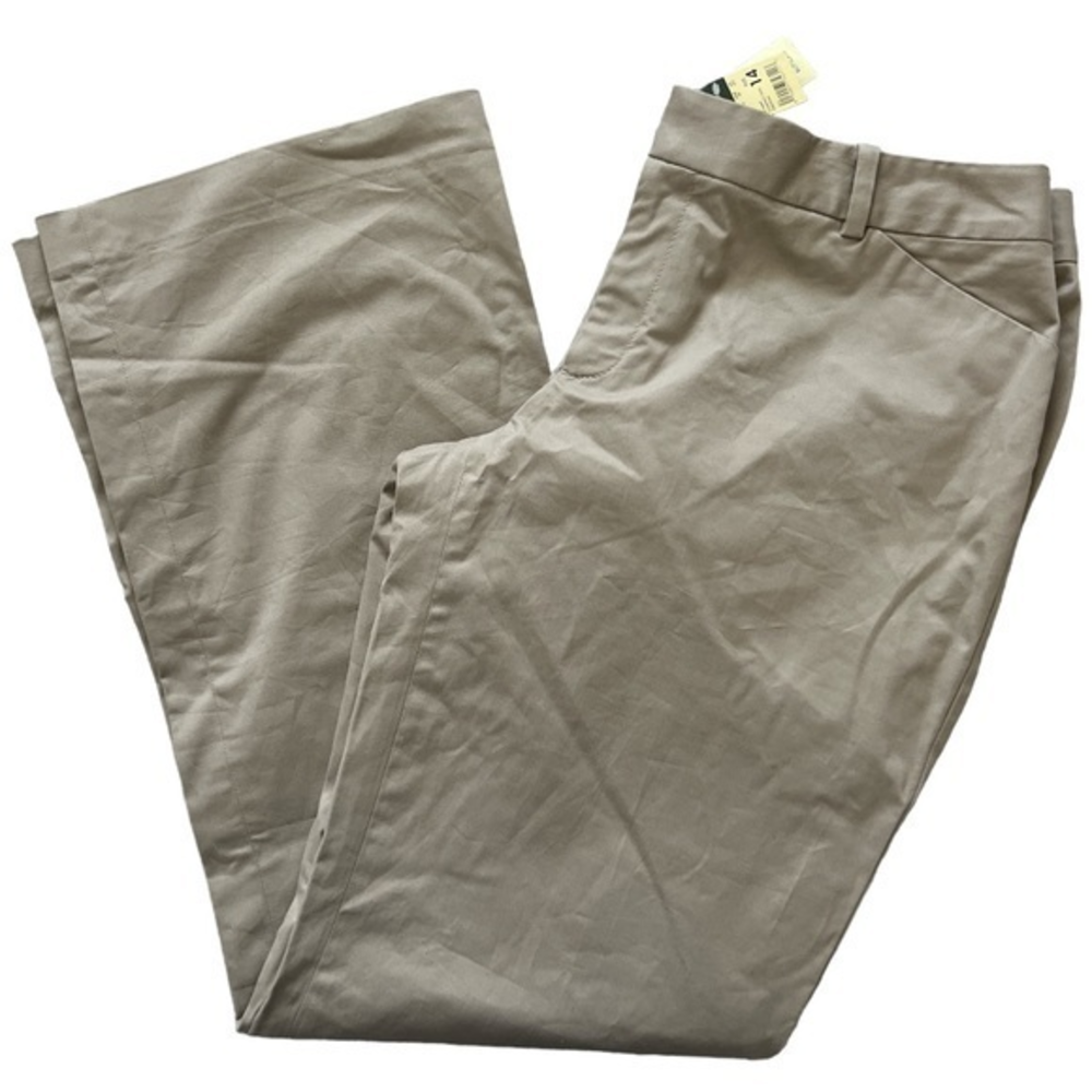 Eddie Bauer‎ Women's Khaki Wide Leg Compact Twill Desert Tan 14